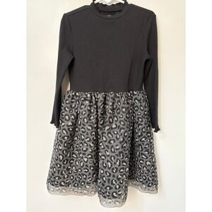 Girls 5T Party Dress Black Ribbed Leopard Tulle Skirt‎ Old Navy